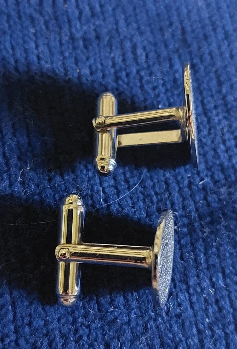 Vintage Estate Monogram Initial N Oval Silver Tone Cufflinks Textured Etched